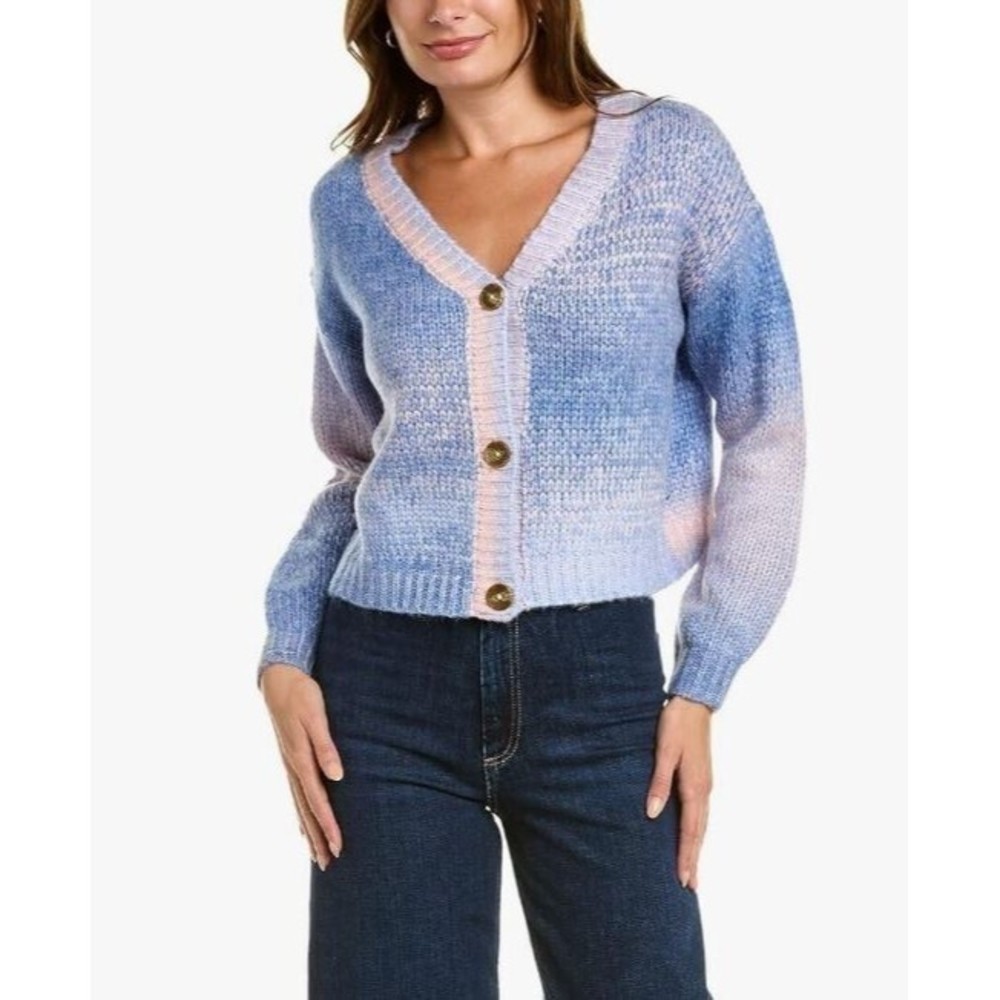 NWT Raga Alicia Knit‎ Button Down Cardigan Blue Pink Size 2X